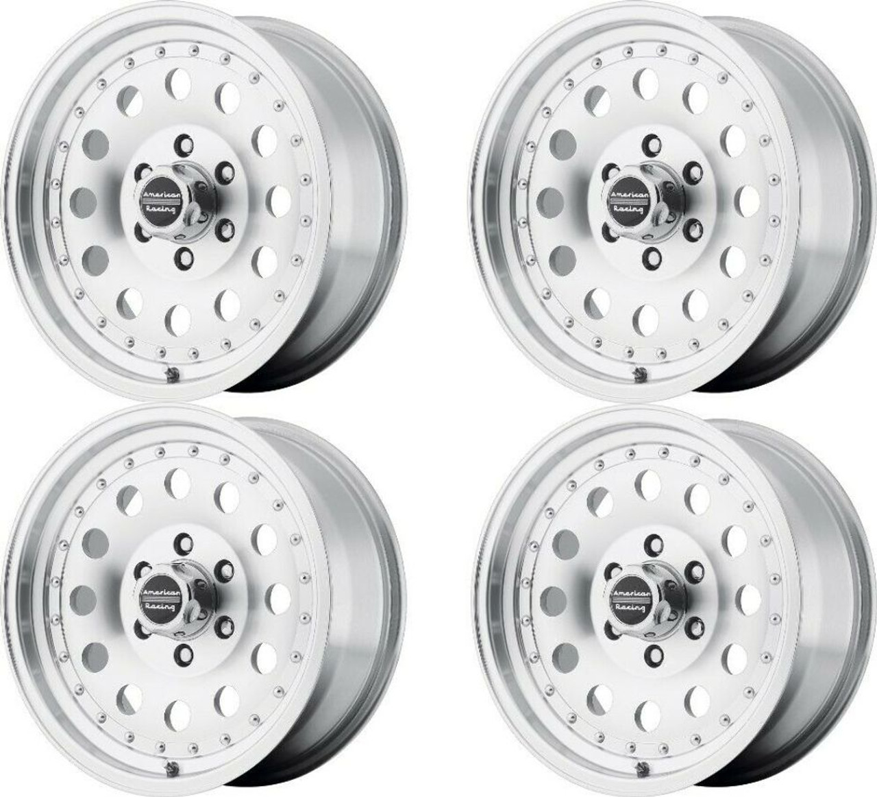 Set 4 14" American Racing AR62 Outlaw II 14x7 5x4.5 0mm Wheels Machined Rims
