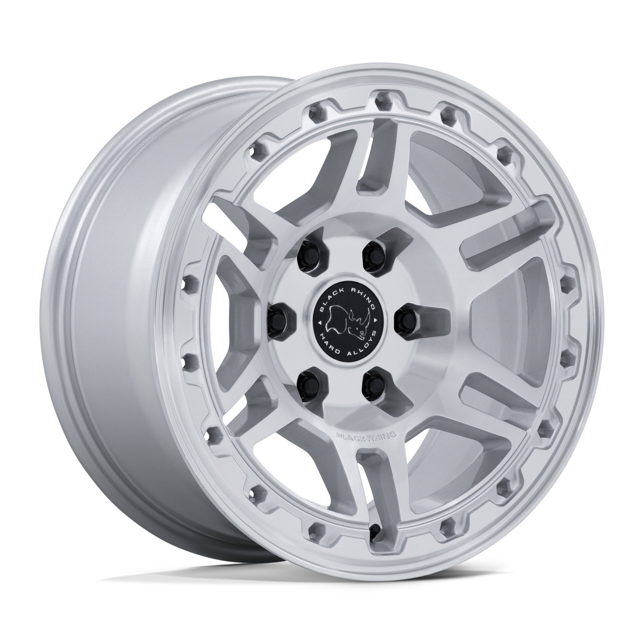 Set 4 17" Black Rhino BR039 Vanguard Silver W/ Machined Face 17x8.5 6x5.5 25mm