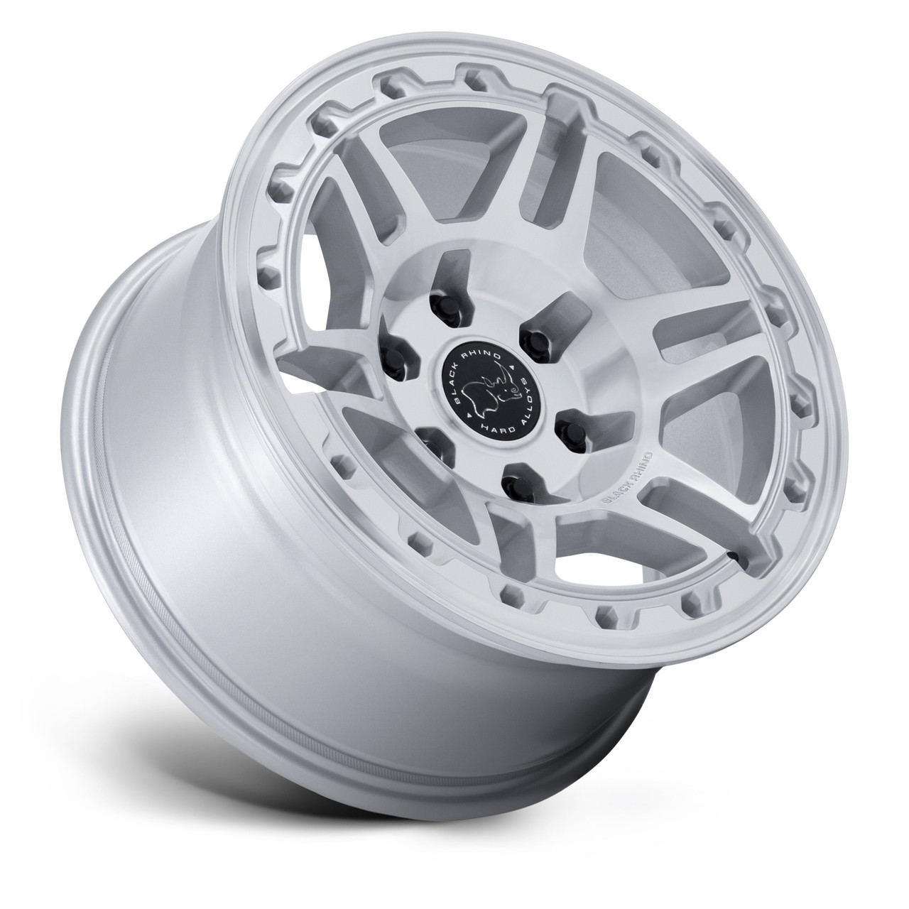 Set 4 17" Black Rhino BR039 Vanguard Silver W/ Machined Face 17x8.5 6x5.5 25mm