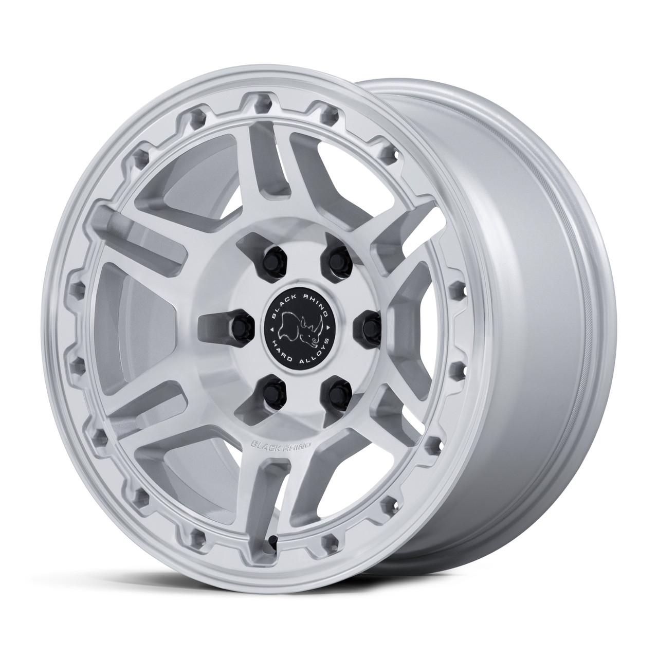 17" Black Rhino BR039 Vanguard Silver Machined Face 17x8.5 Wheel 6x135 25mm Rim Offroad Truck SUV Wheel