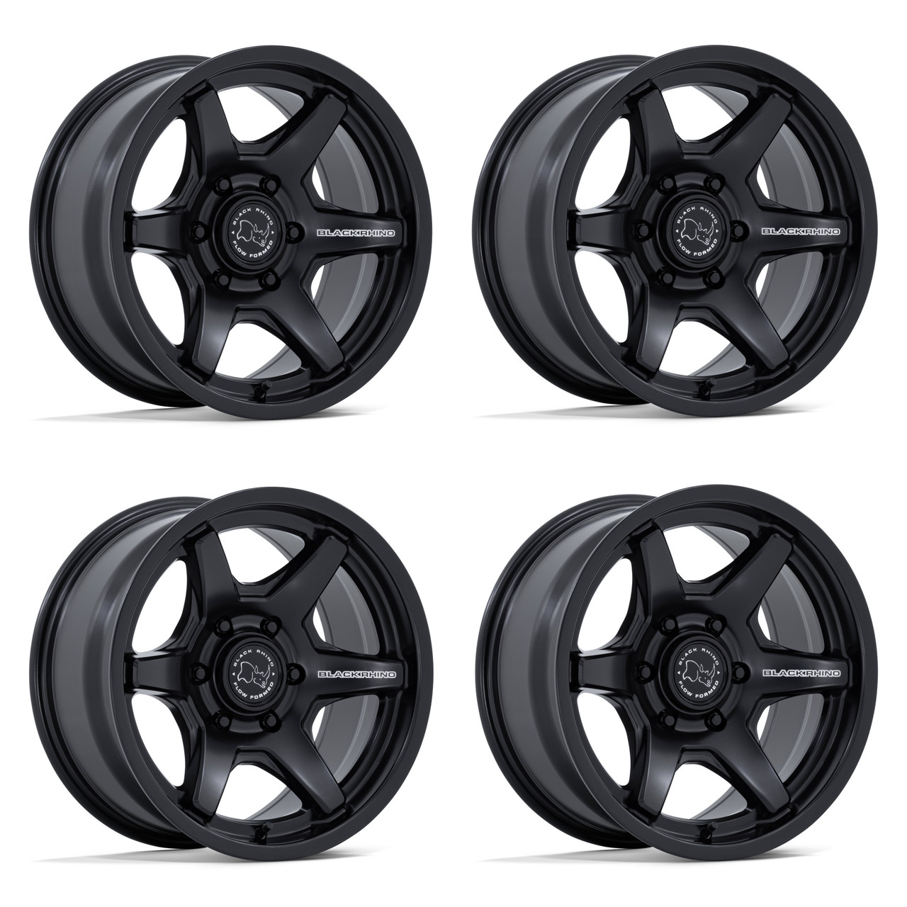 Set 4 17" Black Rhino BR035 Kuma Matte Black 17x8.5 6x5.5 (6x139.7) 25mm Wheels Offroad Truck SUV Rims