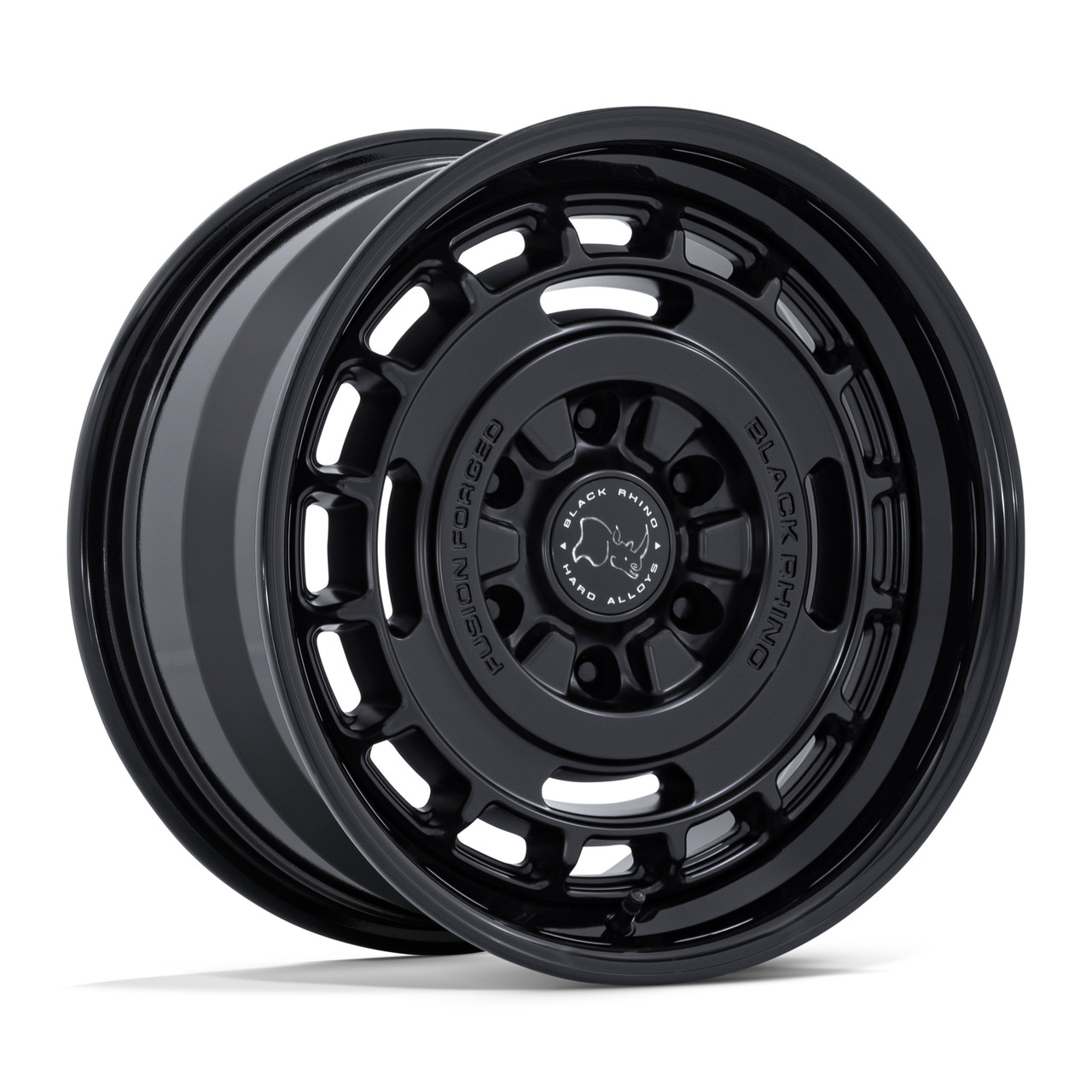 Set 4 17" Black Rhino BR600 Vagabond Black Gloss Black Lip 17x8 6x5.5 32mm Rims Offroad Truck SUV Wheels