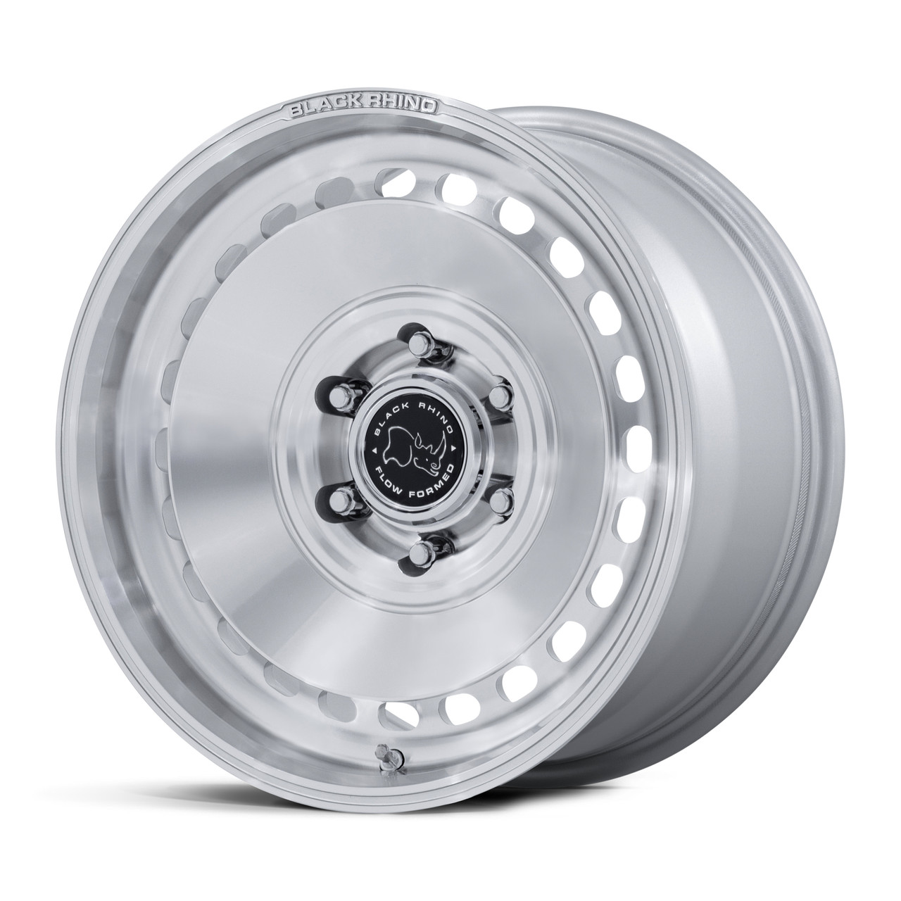 17" Black Rhino BR036 Basin Gloss Silver W/ Machined Face 17x8.5 6x4.5 25mm Rim Offroad Wheel