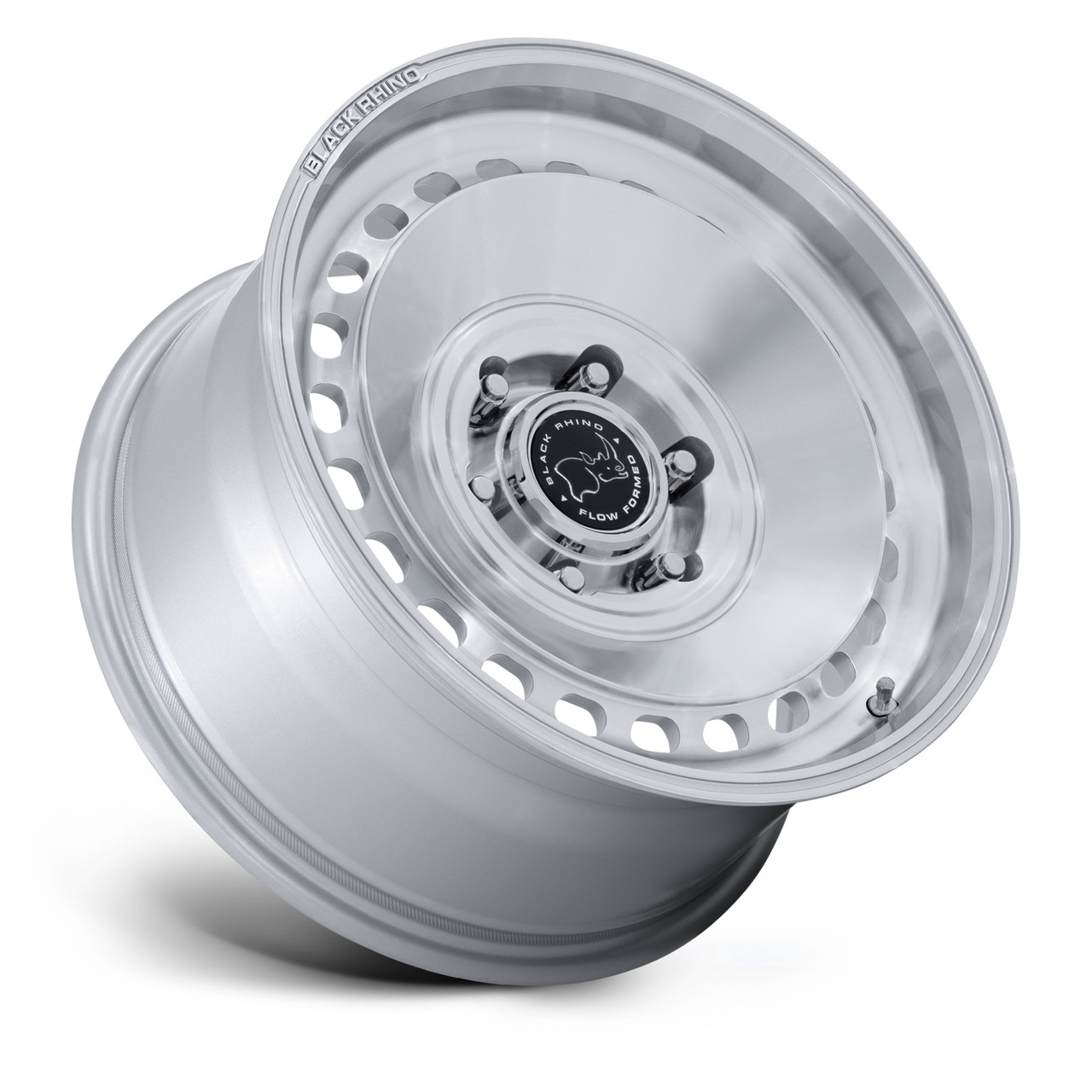 Set 4 17" Black Rhino BR036 Basin Silver W/ Machined Face 17x8.5 6x4.5 25mm Rims Offroad Wheels