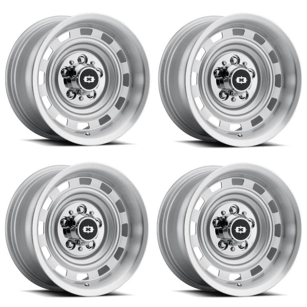 Set 4 15" Vision 54 Cheyenne Silver Machined Lip 15x8 5x5 (5x127) -18mm Wheels