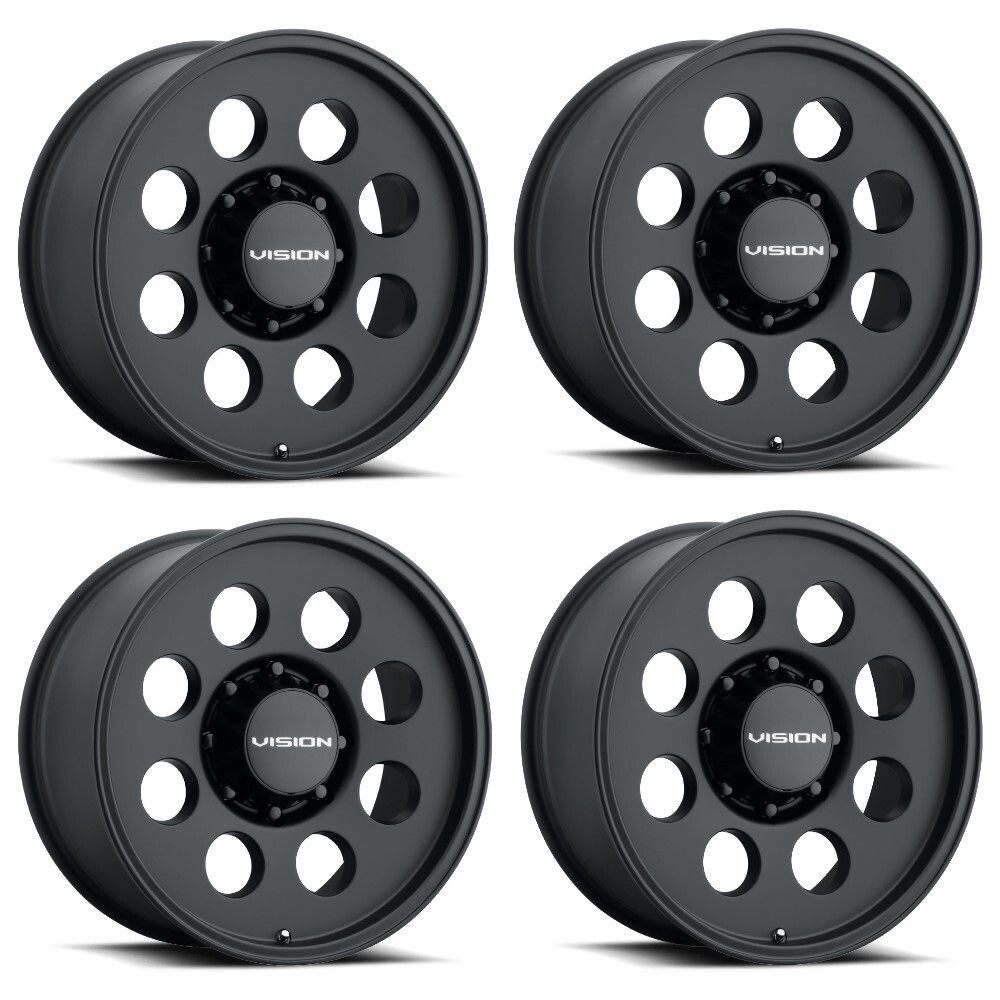 Set 4 20" Vision 56 Midway Satin Black 20x9 Wheels 8x180 12mm Offroad Truck Rims