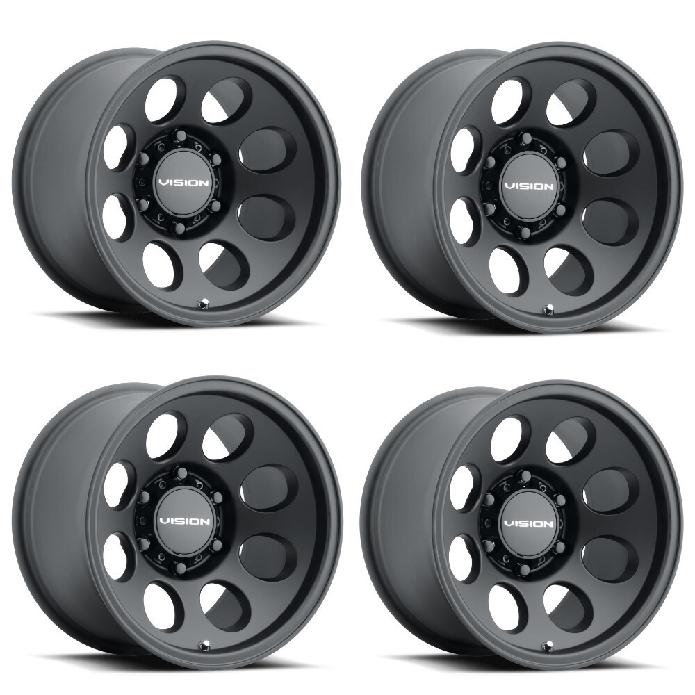 Set 4 16" Vision 56 Midway Satin Black 16x10 Wheels 6x5.5 (6x139.7) -25mm Rims