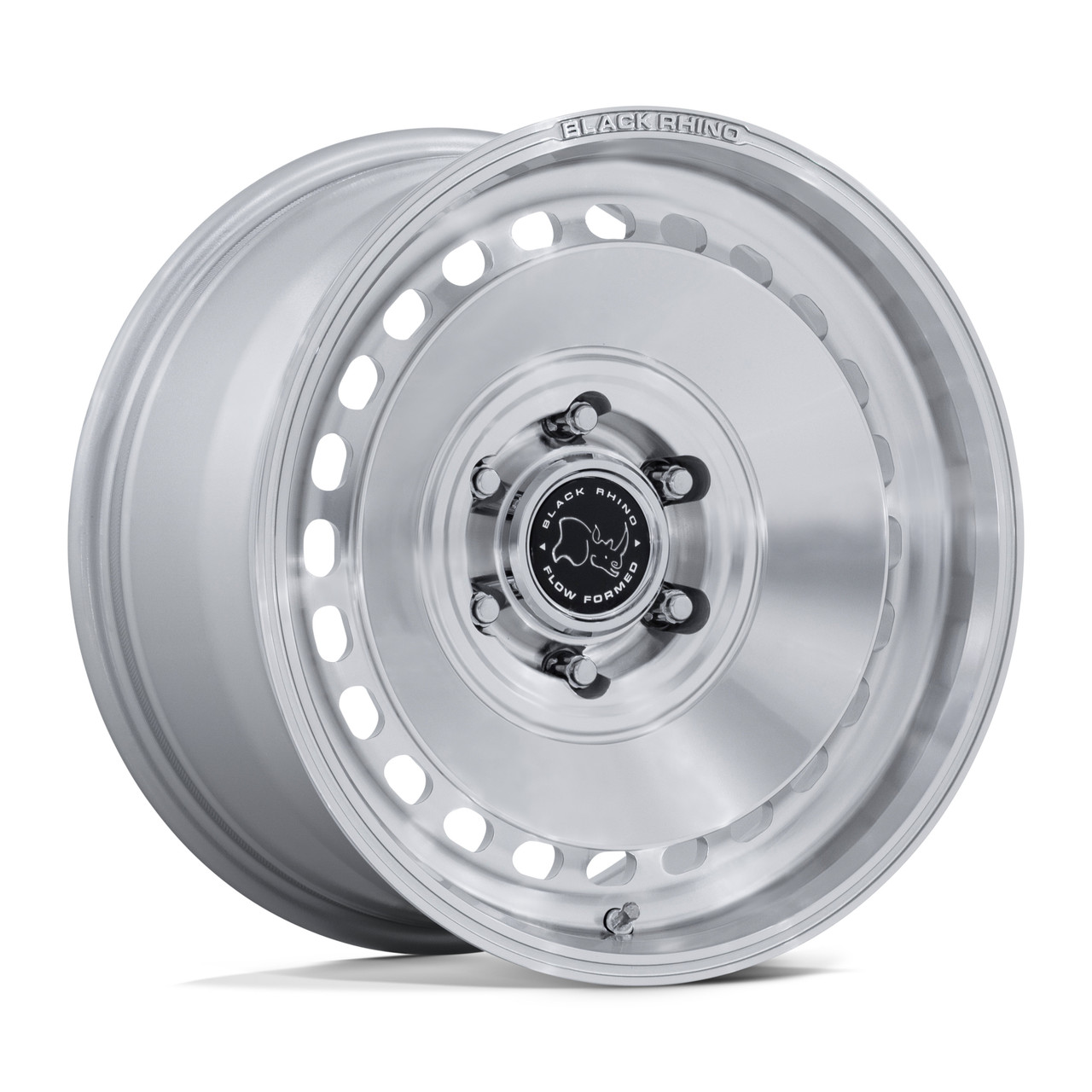 17" Black Rhino Hard BR036 Basin Silver Machined Face 17x8 Wheel 6x5.5 32mm Rim Offroad Truck SUV Wheel