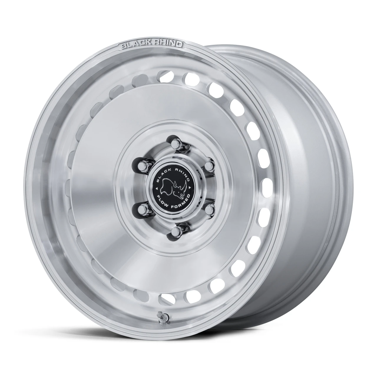 17" Black Rhino Br036 Basin Gloss Silver Machined Face 17x8 Wheel 6x130 32mm Rim Offroad Wheel