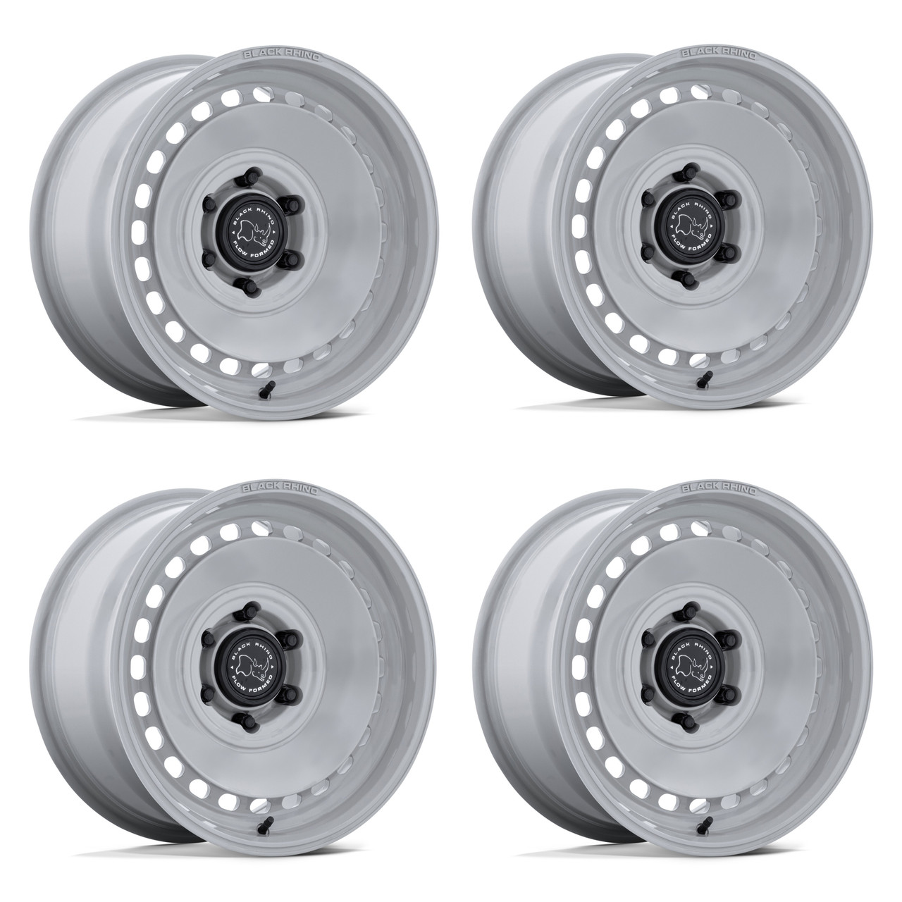 Set 4 17" Black Rhino Hard Alloys BR036 Basin Grayspace 17x8 6x130 32mm Wheels
