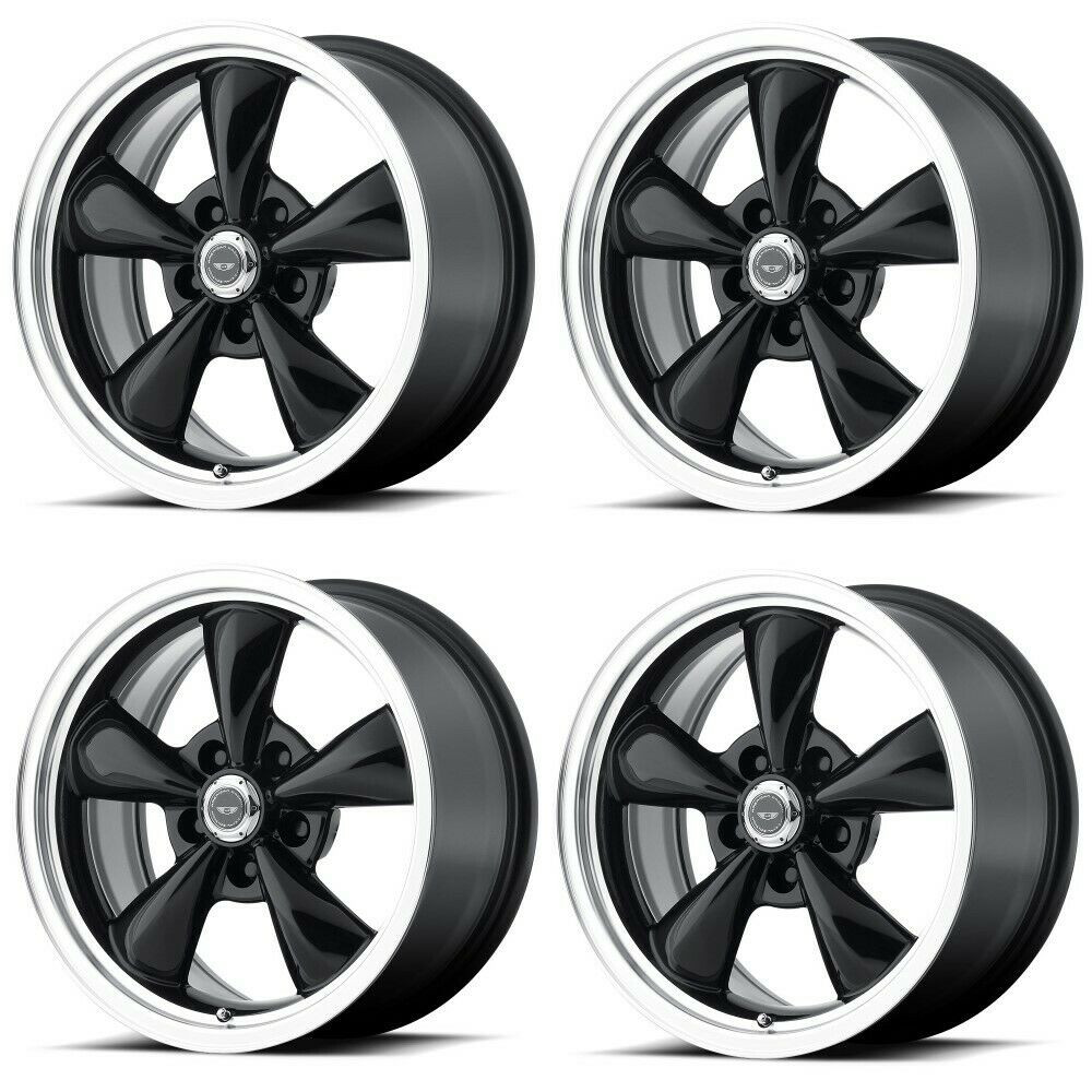 Set 4 American Racing AR105 Torq Thrust M 18x9 5x4.5 24mm Black Machine Wheels
