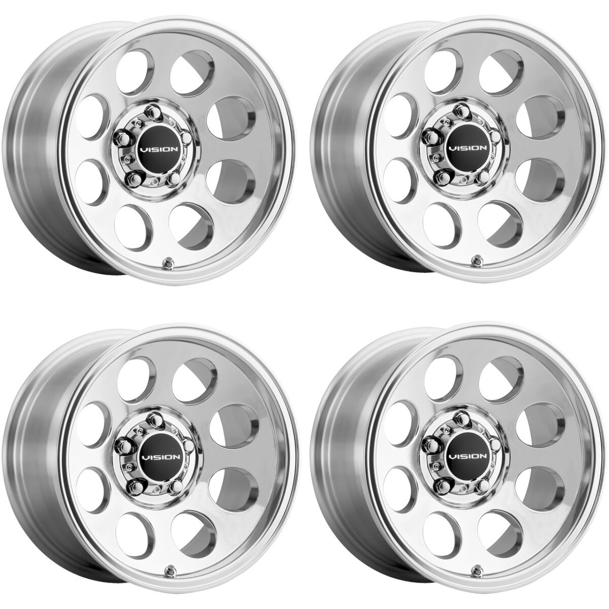 Set 4 17" Vision 56 Midway Polished 17x9 Wheels 5x5.5 (5x139.7) -12mm Truck Rims