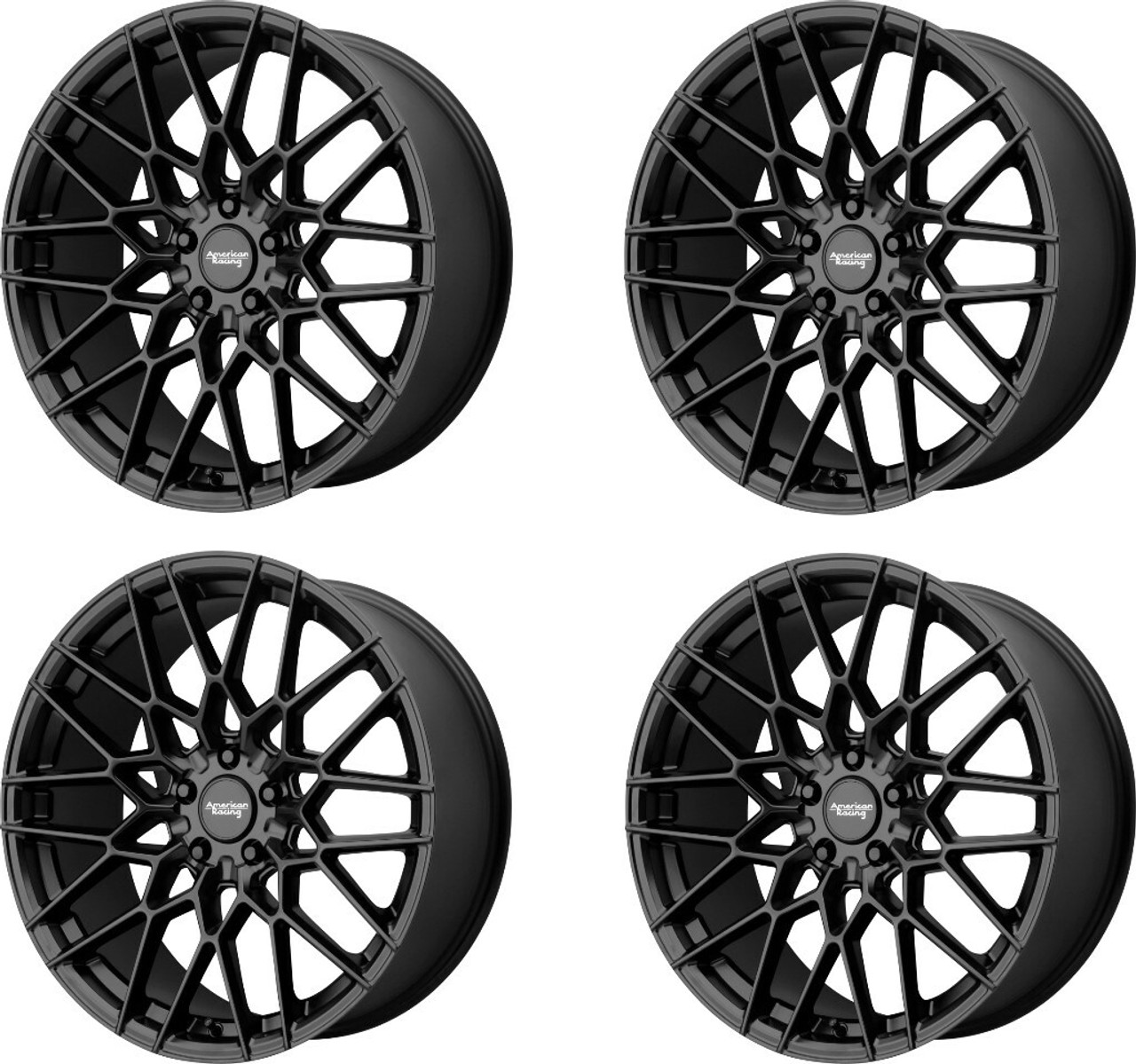 Set 4 American Racing AR927 Barrage 20x10.5 5x4.5 Satin Black Wheels 20" 45mm