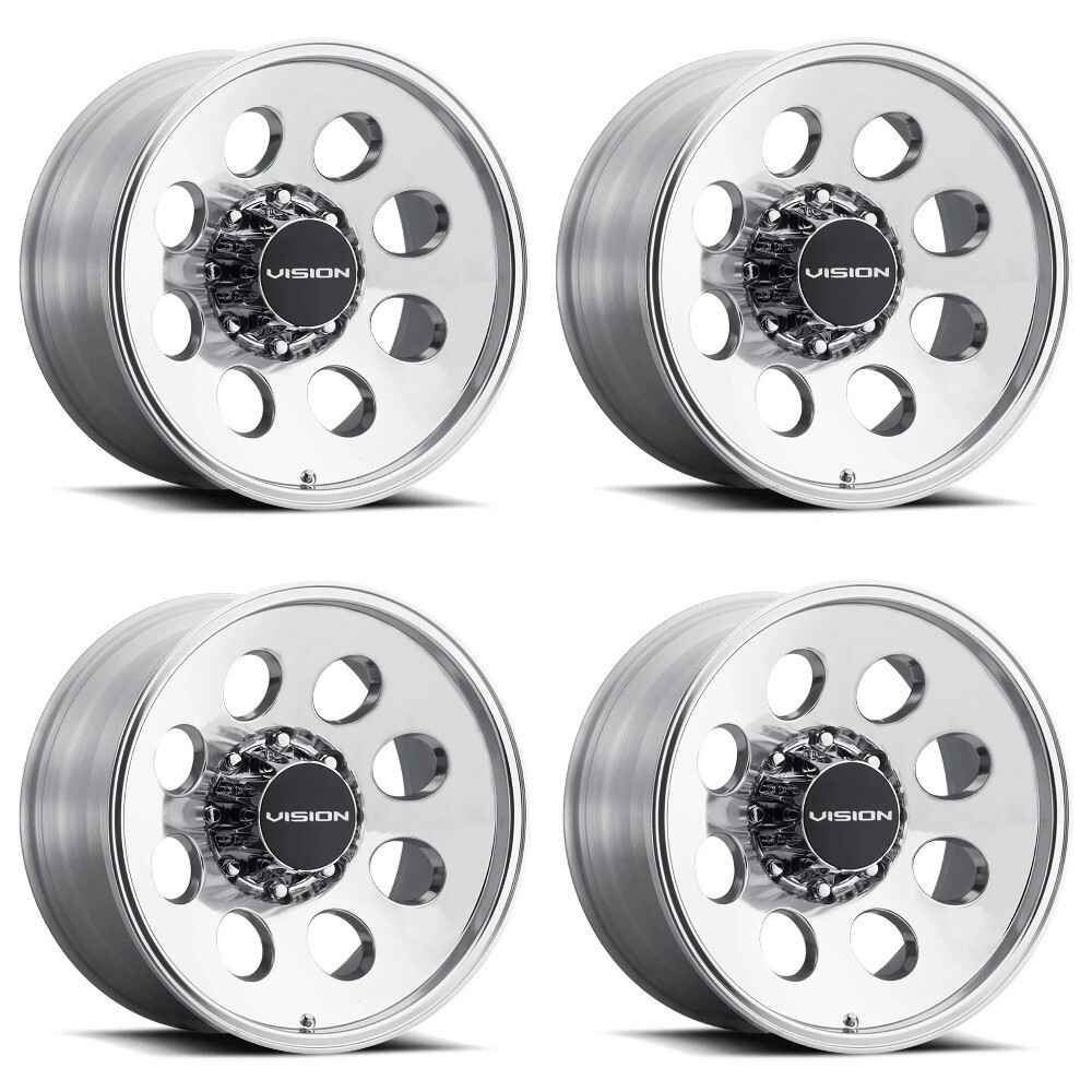 Set 4 16" Vision 56 Midway Polished 16x8 Wheels 8x6.5 (8x165.1) 0mm Truck Rims