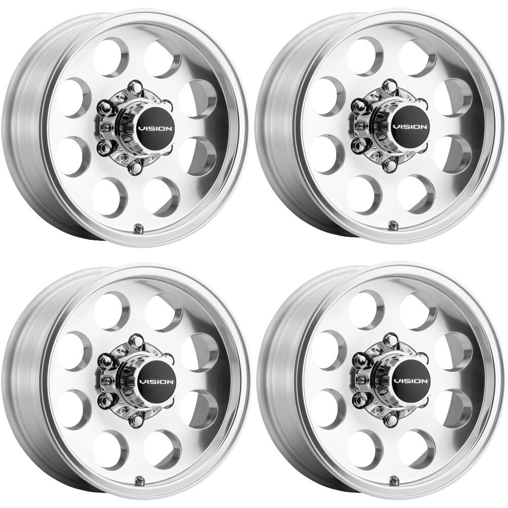 Set 4 15" Vision 56 Midway Polished 15x10 Wheels 6x5.5 (6x139.7) -25mm Rims