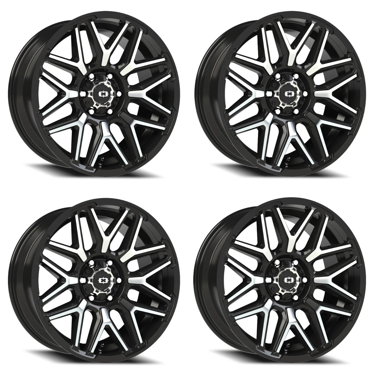 Set 4 20" Vision 305 Rekluse Gloss Black Machined Face 20x10 6x135 -25mm Wheels Offroad Truck SUV Rims