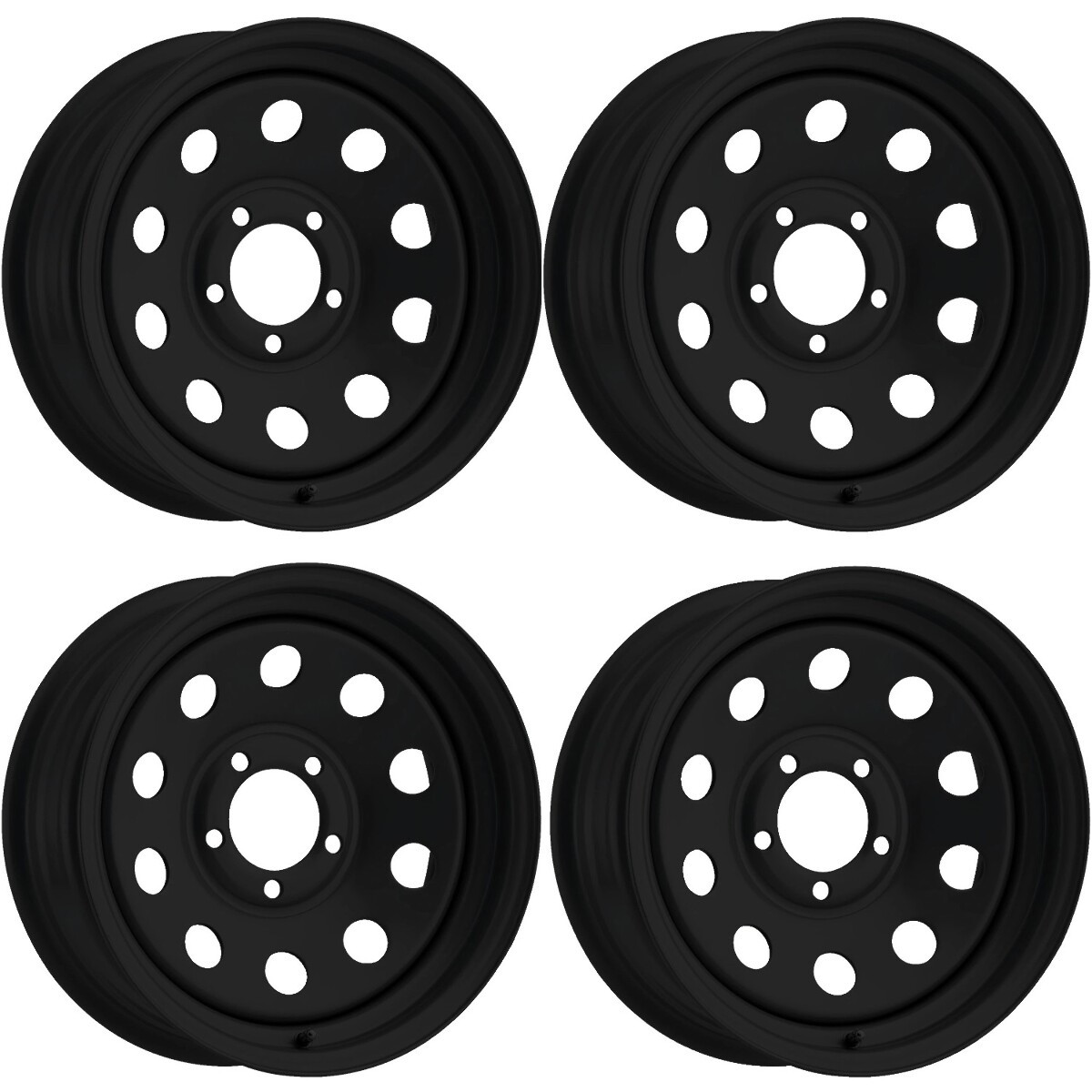 Set 4 13" Vision JG70 Black 13x4.5 Wheels 5x4.5 (5x114.3) 0mm Trailer Rims