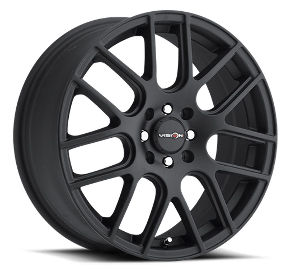 Set 4 17" Vision 426 Cross Matte Black 17x7.5 Wheels 5x112 38mm Street Rims