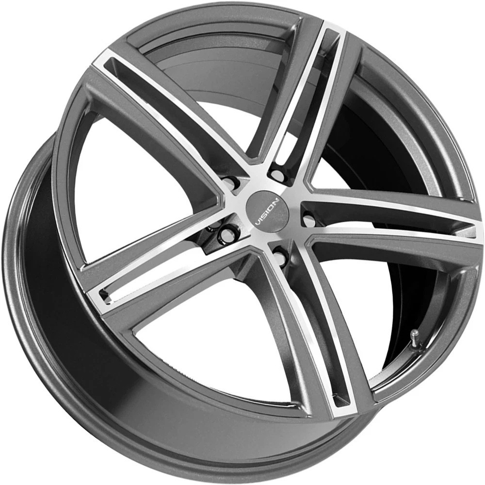 Set 4 19" Vision 640 Nitrous Gunmetal Machined Face 19x8.5 Wheels 5x4.5 40mm Rims