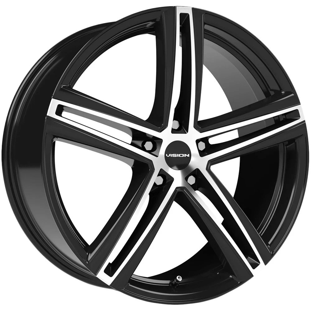 Set 4 17" Vision 640 Nitrous Gloss Black Machined Face 17x7.5 5x100 40mm Wheels Street Rims