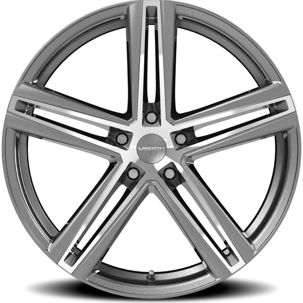 Set 4 17" Vision 640 Nitrous Gunmetal Machined Face 17x7.5 5x4.25 40mm Wheels