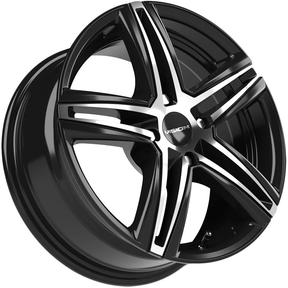 15" Vision 640 Nitrous Gloss Black Machined Face 15x6.5 Wheel 4x100 38mm Rim