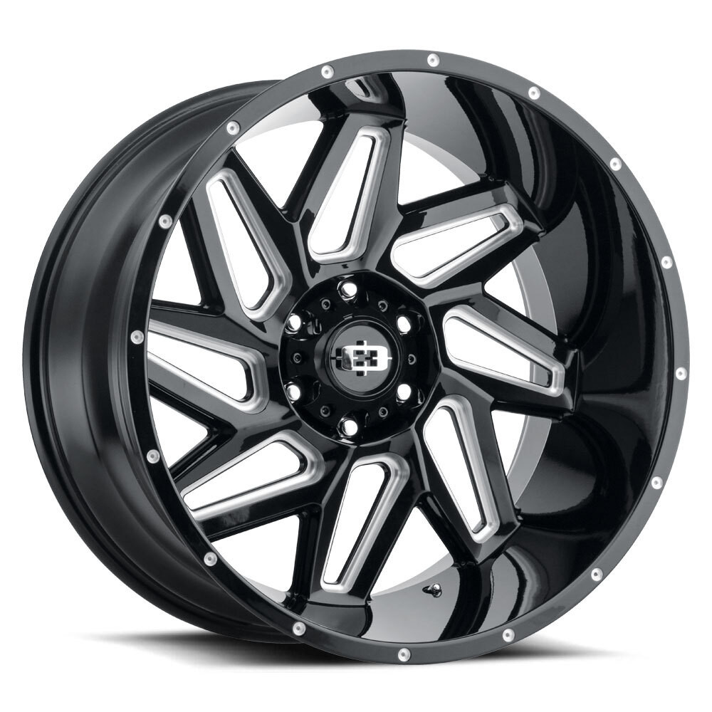 17" Vision 361 Spyder Gloss Black Milled Spoke 17x9 5x5.5 (5x139.7) 12mm Wheel