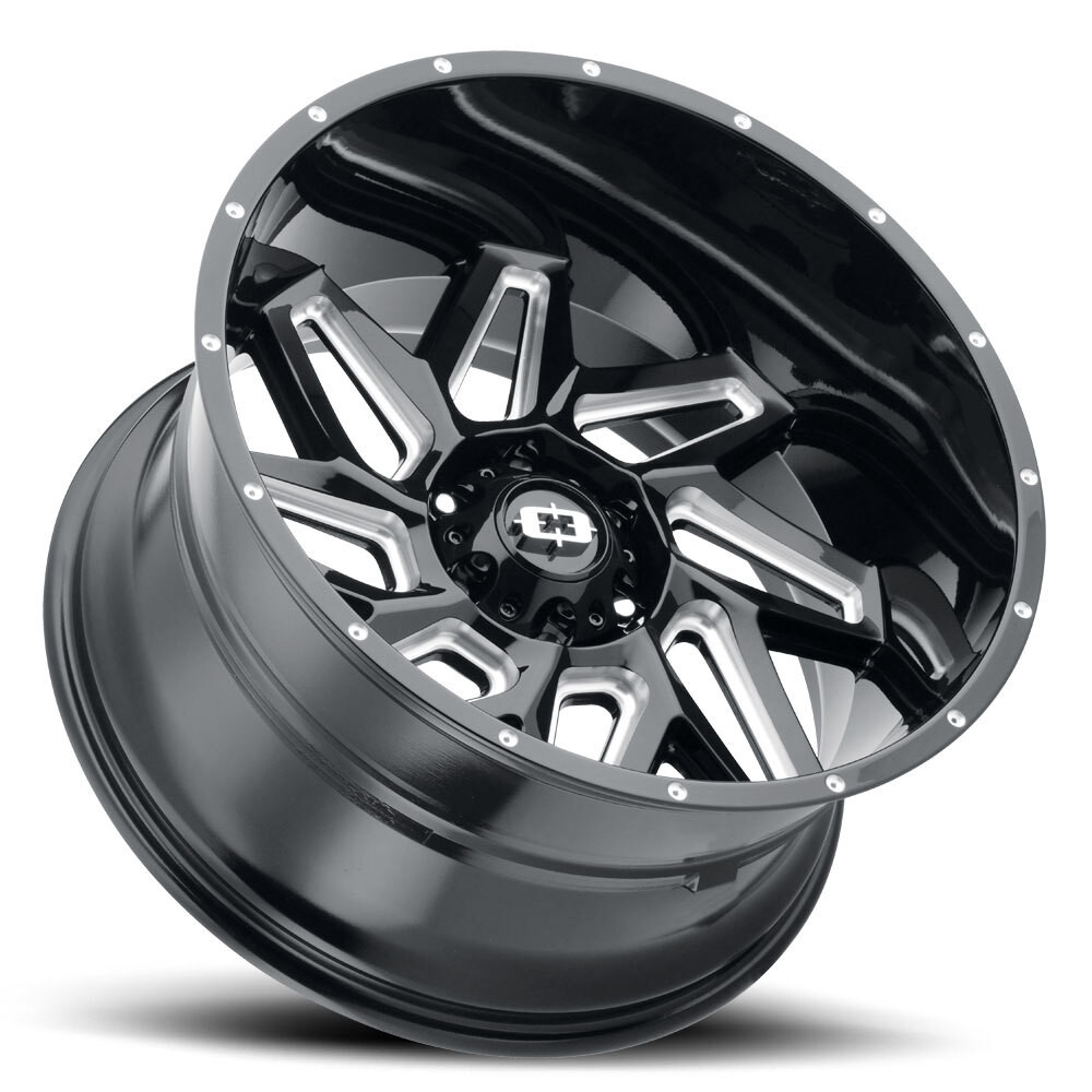 17" Vision 361 Spyder Gloss Black Milled Spoke 17x9 5x5.5 (5x139.7) 12mm Wheel