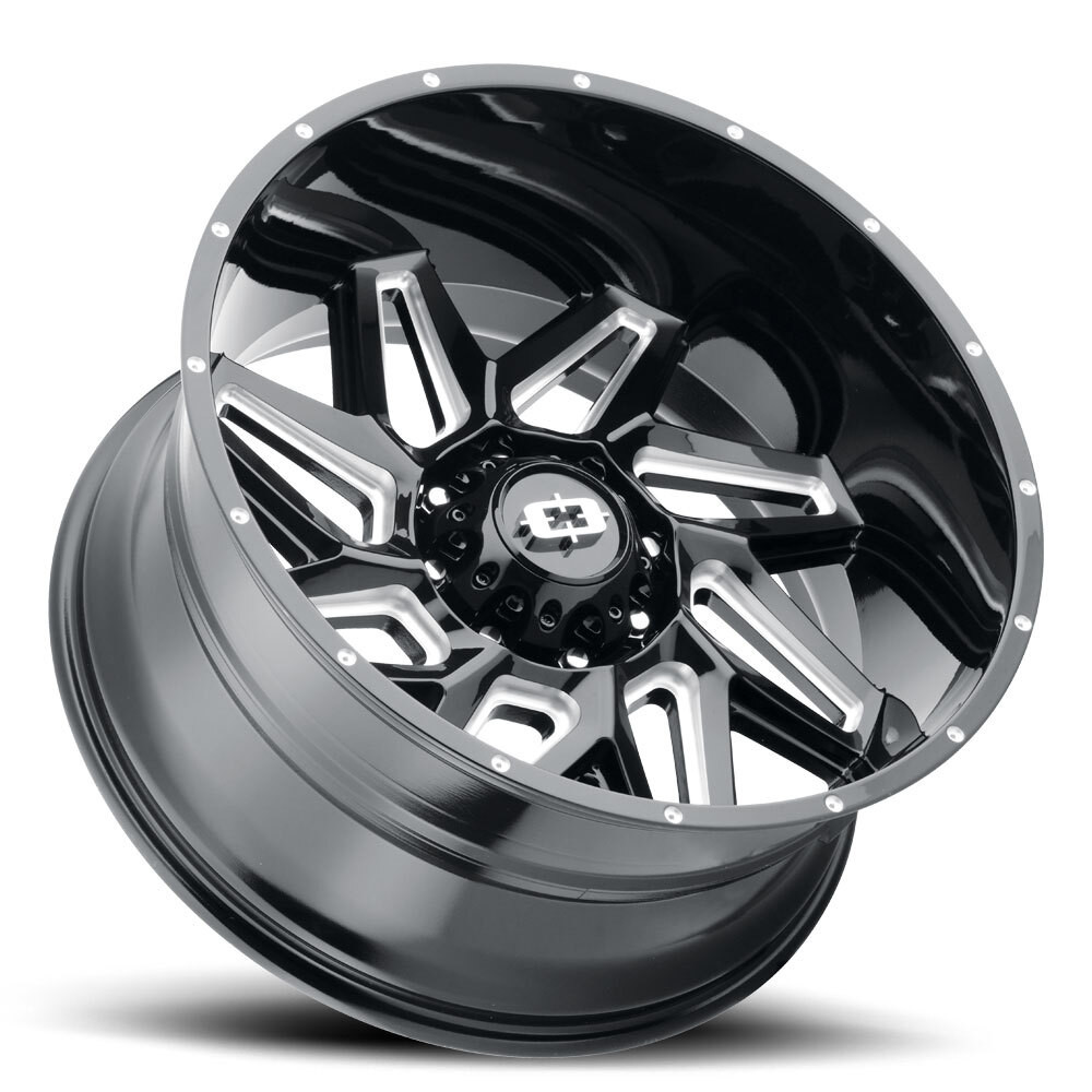 17" Vision 361 Spyder Gloss Black Milled Spoke 17x9 Wheel 8x170 12mm Truck Rim