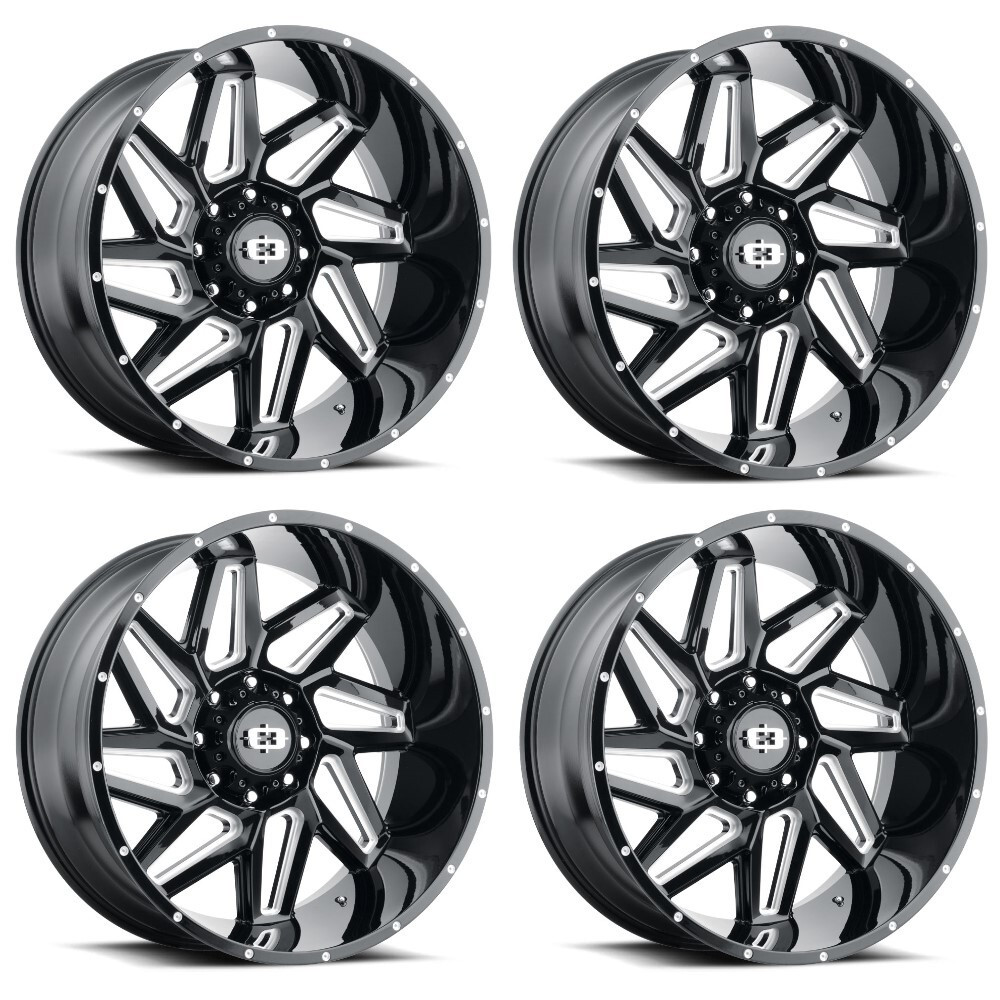 Set 4 17" Vision 361 Spyder Gloss Black Milled Spoke 17x9 Wheels 8x170 12mm Rims