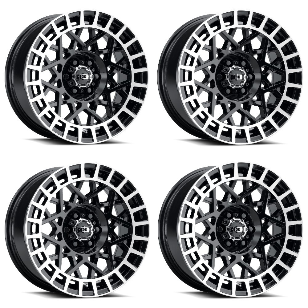 Set 4 16" Vision 349 Savage Gloss Black Machined Lip 16x7 Wheels 5x100 15mm Rims