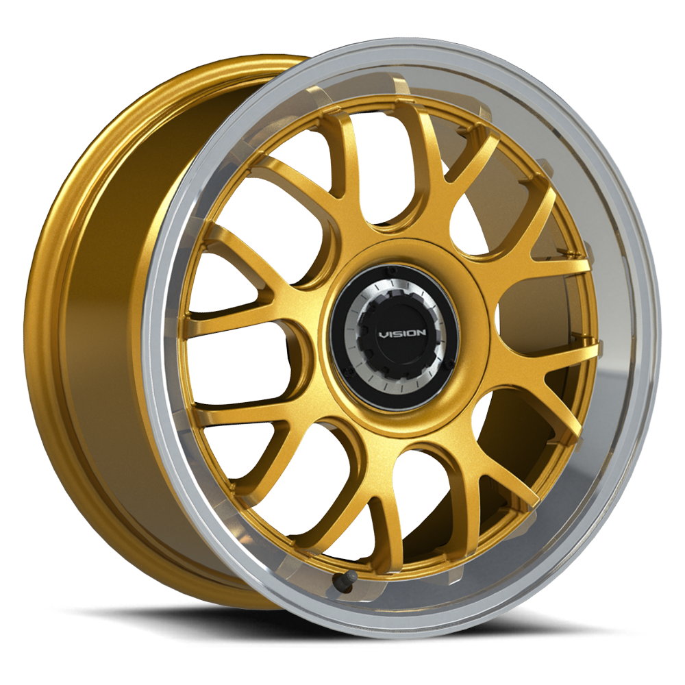 Set 4 17" Vision 478 Alpine Gold Machined Lip 17x8 Wheels 5x112 38mm Street Rims