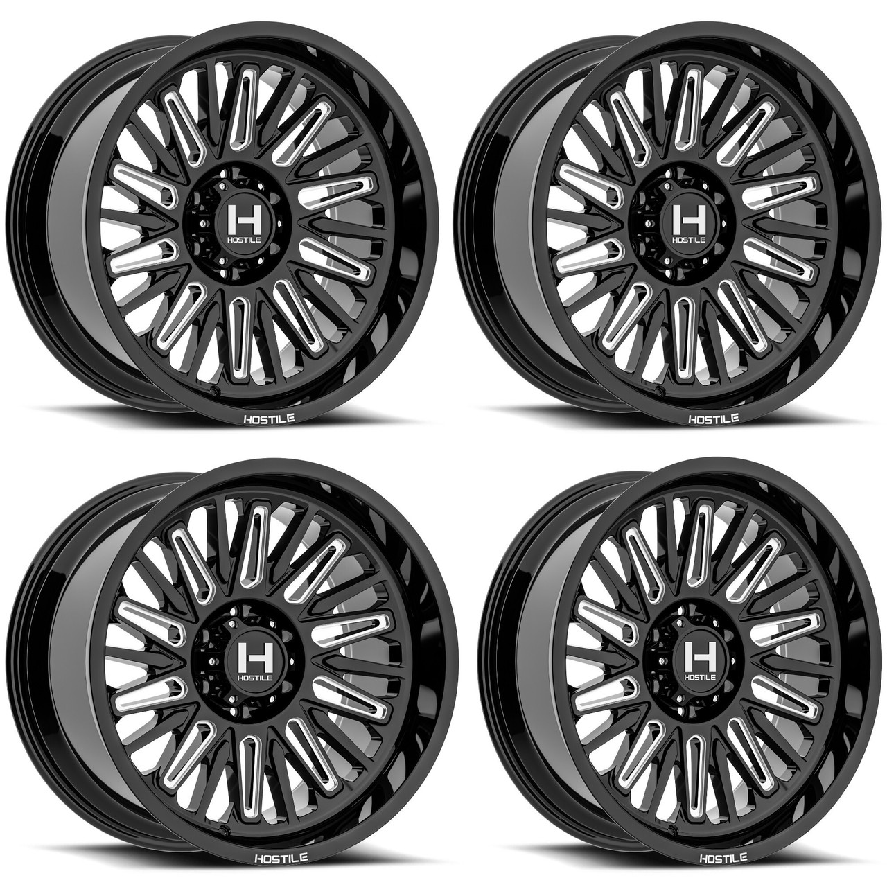 Set 4 20" Hostile H143 Rampage Blade Cut 20x10 Wheels 6x5.5 -19mm Truck SUV Rims