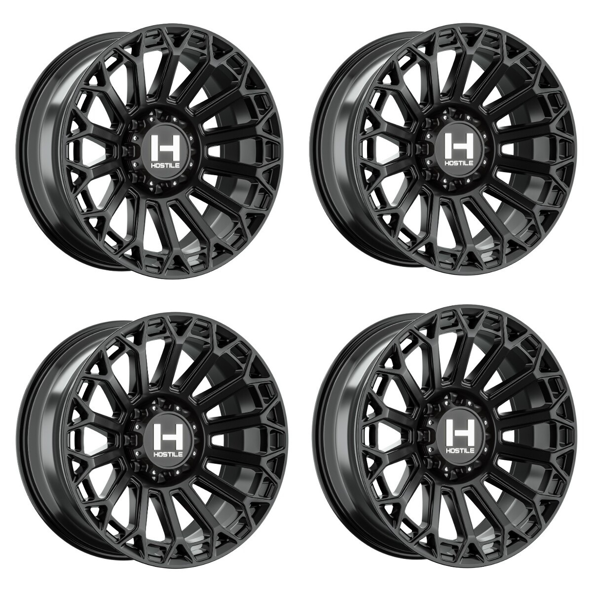 Set 4 22" Hostile H142 Warrior Asphalt 22x10 Wheels 8x170 -25mm Offroad Rims