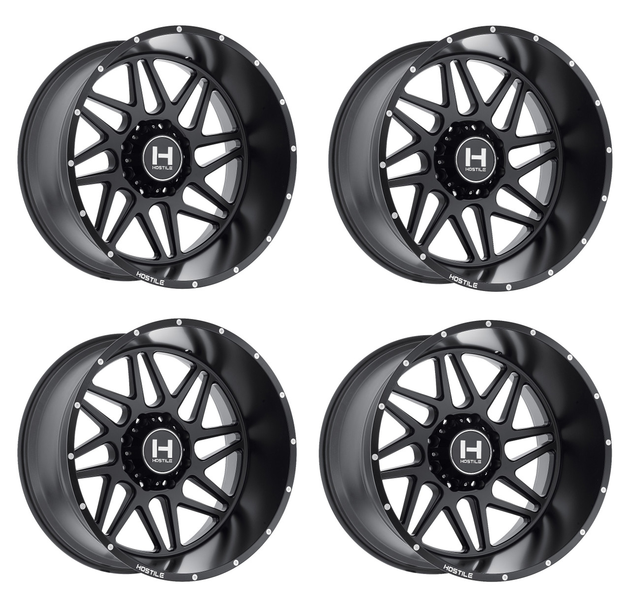 Set 4 20" Hostile H108 Sprocket Asphalt 20x9 Wheels 8x180 10mm Offroad Truck Rims
