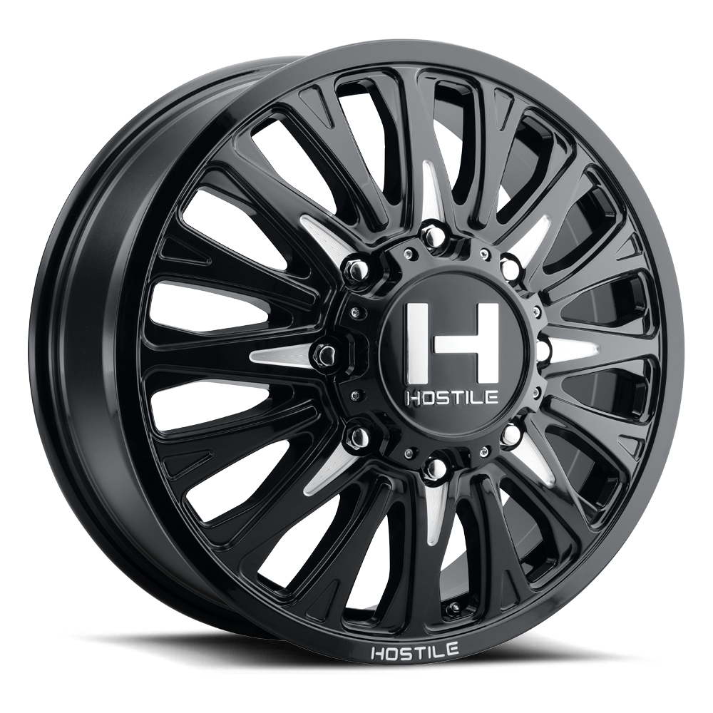 22" Hostile H404 Ghost Blade Cut 22x8.25 Wheel 8x210 123mm Front Dually Truck Rim