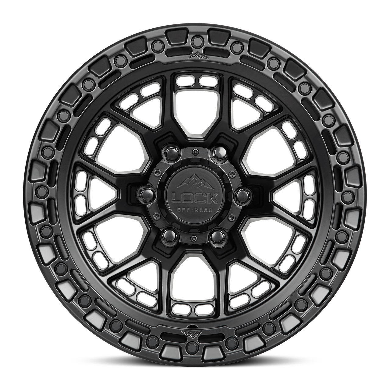 Set 4 17" Lock Offroad Commando Matte Black W Matte Black Ring 17x9 6x135 0mm