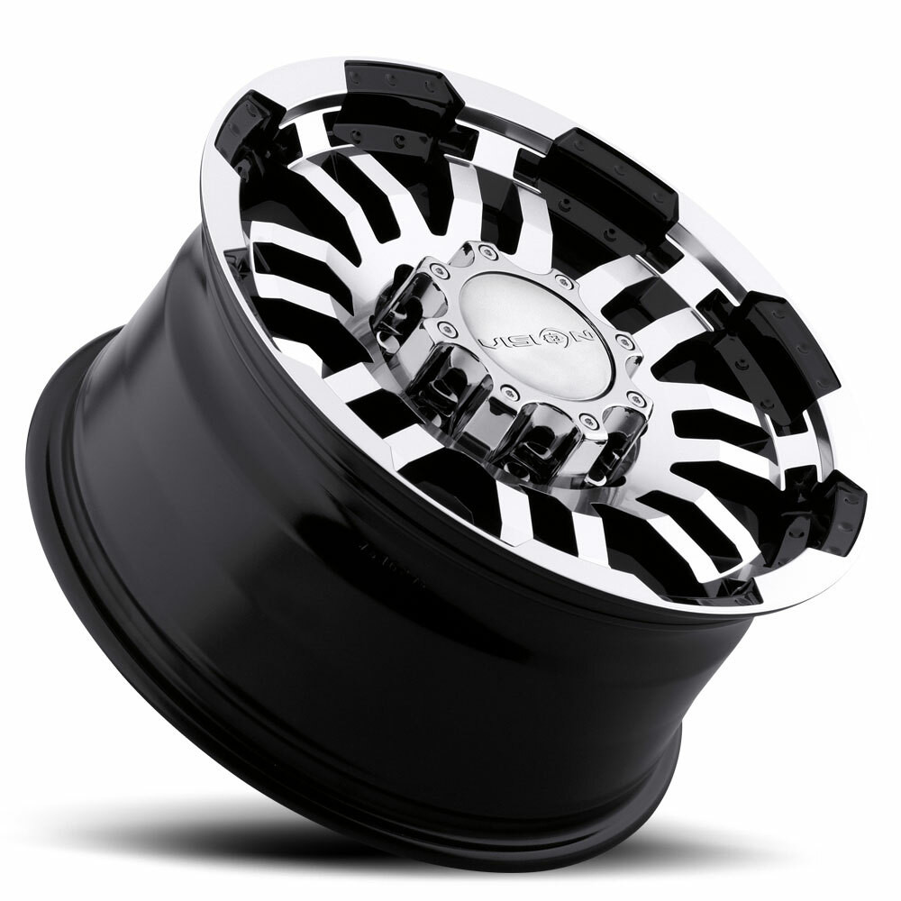 Set 4 14" Vision 375 Warrior Gloss Black Machined Face 14x5.5 5x4.5 0mm Wheels