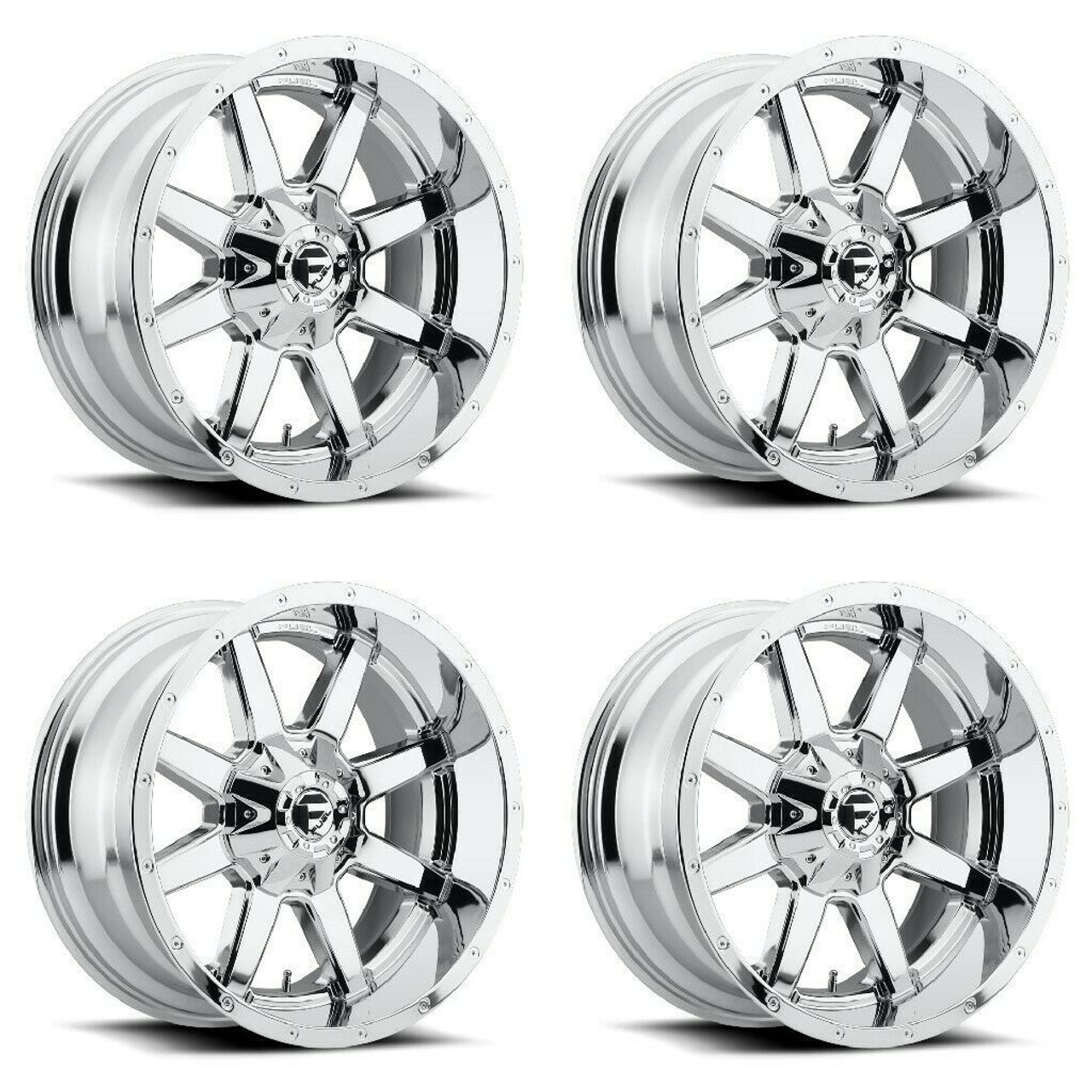 Set 4 Fuel D536 Maverick 20x9 8x6.5 Chrome Plated Wheels 20" 1mm Rims