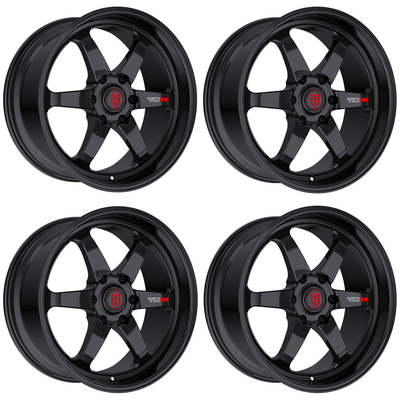 Set 4 20" TIS Motorsports 508BB Black Gloss Black Ring 20x9.5 6x135 20mm Wheels Truck SUV Rims
