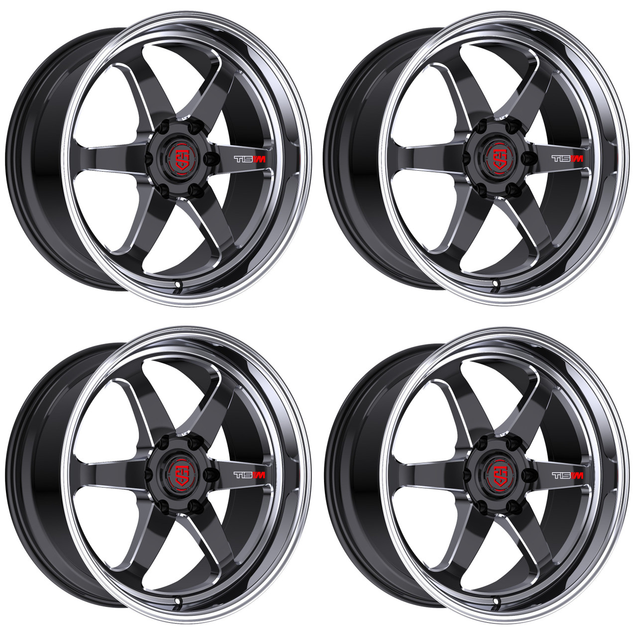 Set 4 20" TIS Motorsports 508BM Gloss Black Milled Accents 20x9.5 6x135 20mm Rims Truck SUV Wheels