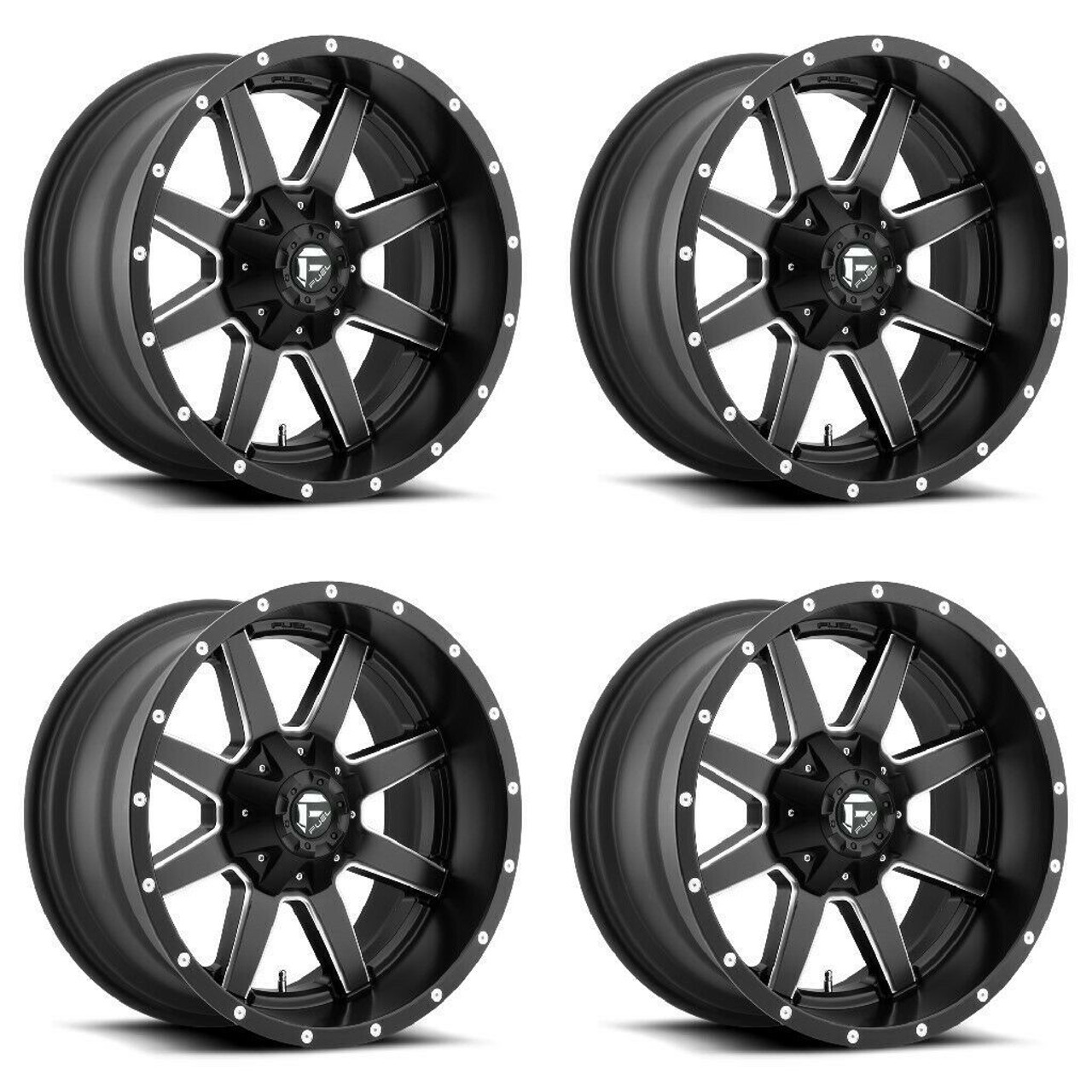 Set 4 Fuel D538 Maverick 17x9 5x4.5 5x5 Matte Black Milled Wheels 17" -12mm