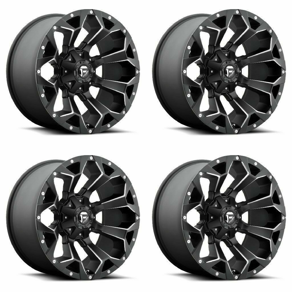 Set 4 22" Fuel D546 Assault 22x9.5 6x135 6x5.5 Black Milled Wheels 20mm Rims