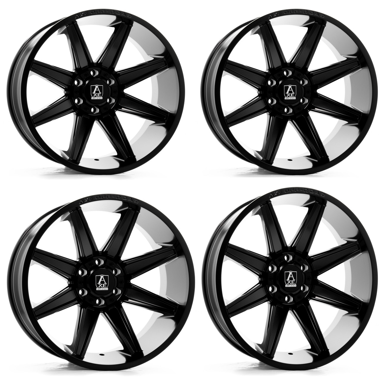 Set 4 20" Axe Off-Road Artemis Gloss Black 20x9.5,9 Wheels 6x135 6x5.5 15mm Rims Offroad Truck SUV Wheels