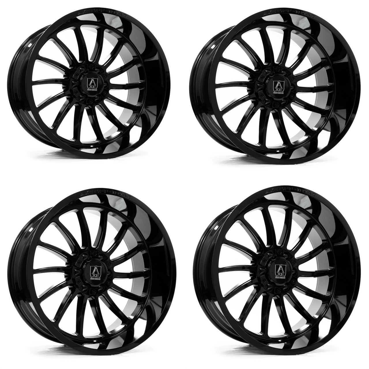 Set 4 22" Axe Off-Road Chronus Gloss Black 22x10 Wheels 6x135 6x5.5  -19mm Rims Lifted Truck SUV Wheels