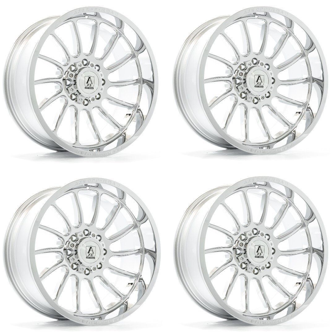 Set 4 24" Axe Off-Road Chronus Chrome 24x10 Wheels 6x135 6x5.5 -19mm Truck Rims