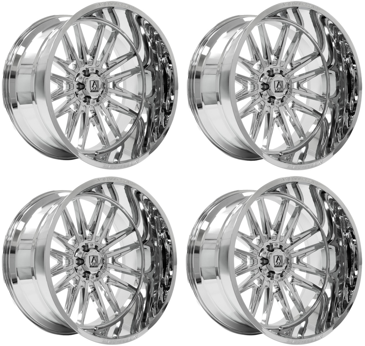 Set 4 22" Axe Off-Road Echo Chrome 22x12 Wheels 8x180 -44mm Lifted Truck Rims