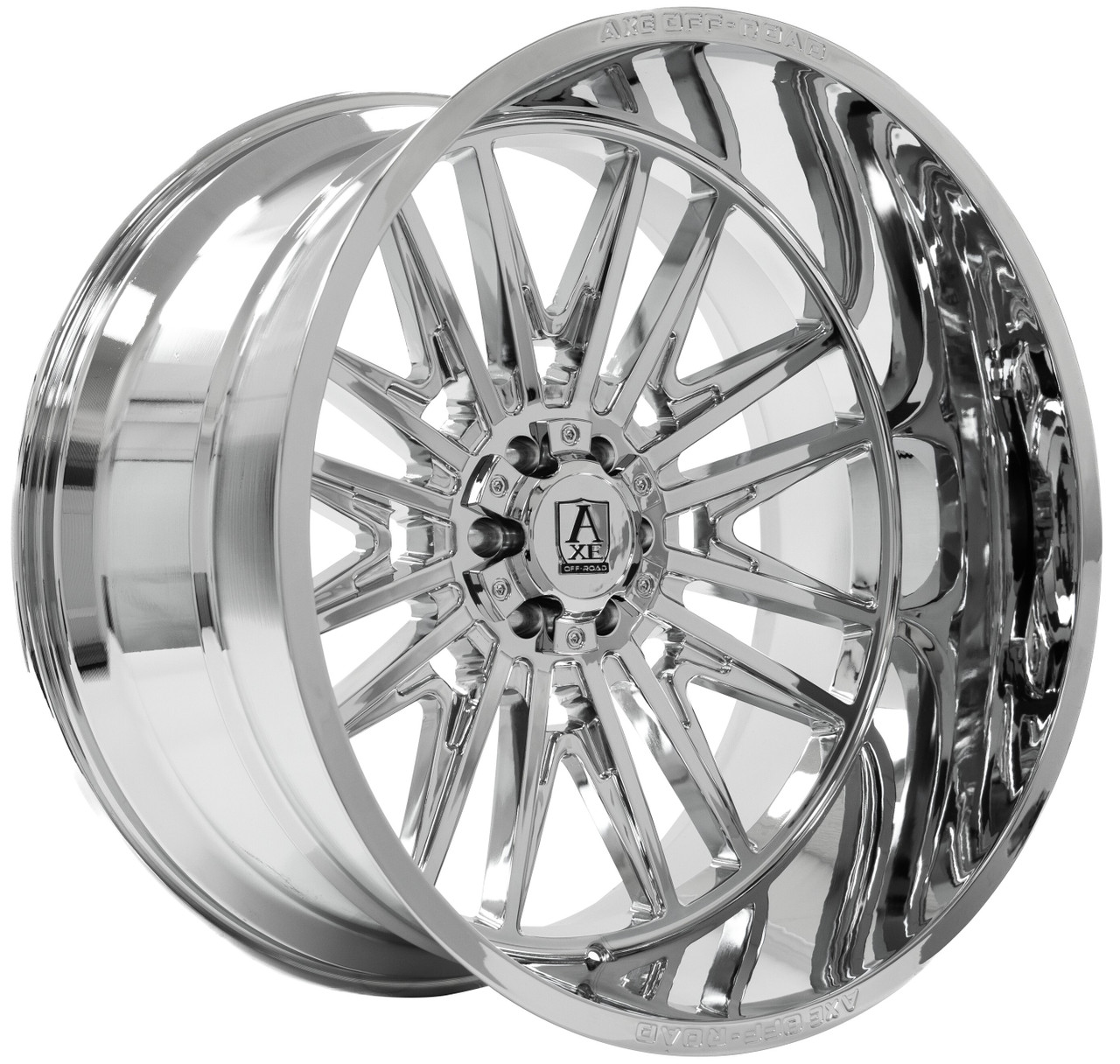 Set 4 22" Axe Off-Road Echo Chrome 22x10 Wheels 8x6.5 (8x165.1) -19mm Truck Rims