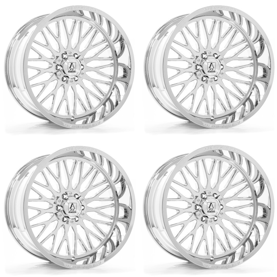 Set 4 22" Axe Off-Road Kratos Chrome 22x10 Wheels 8x170 -19mm Lifted Truck Rims