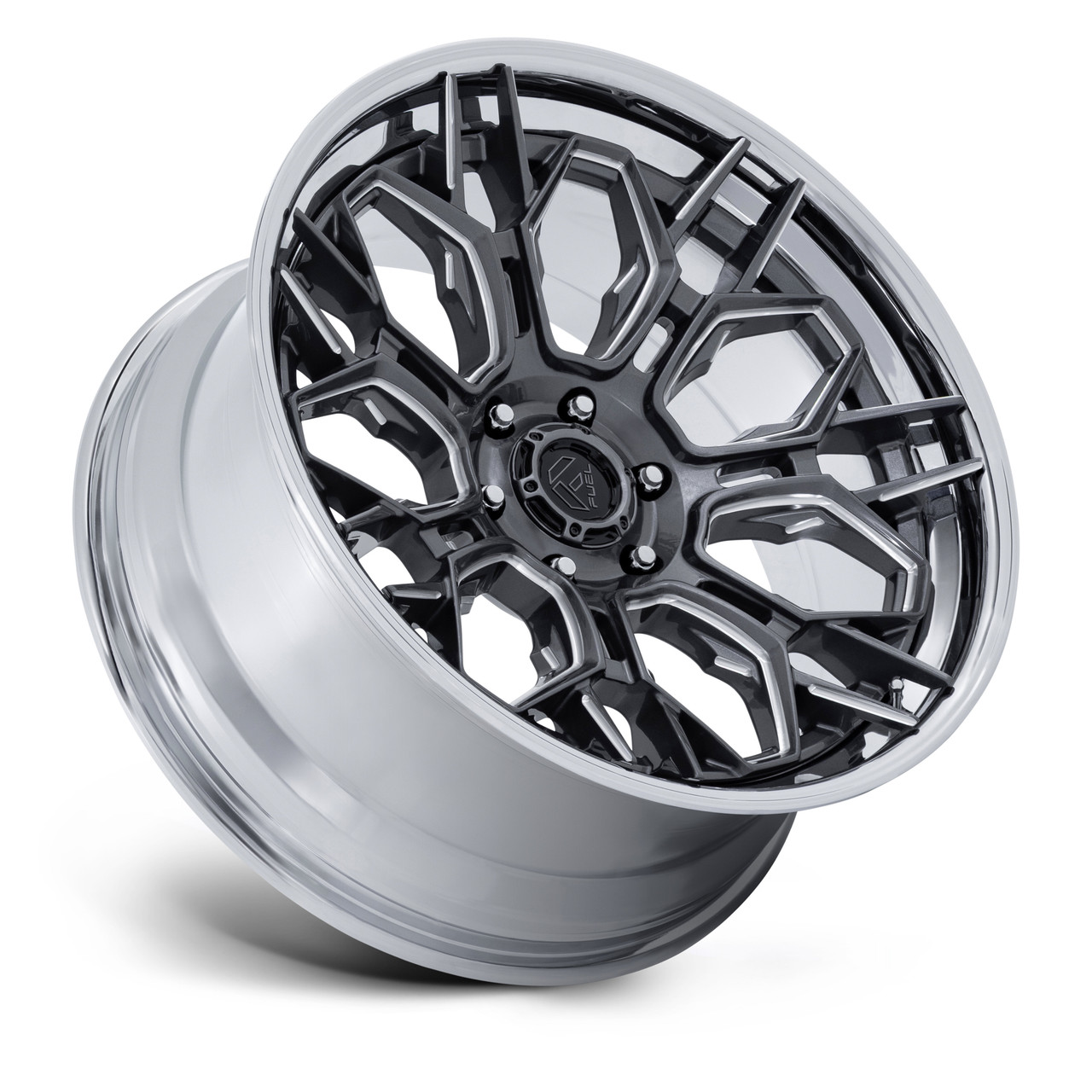 Set 4 22" Fuel FC409 Hive Gloss Gunmetal Chrome Lip 22x9.5 Wheels 6x5.5 20mm Rims Offroad Truck SUV Wheels